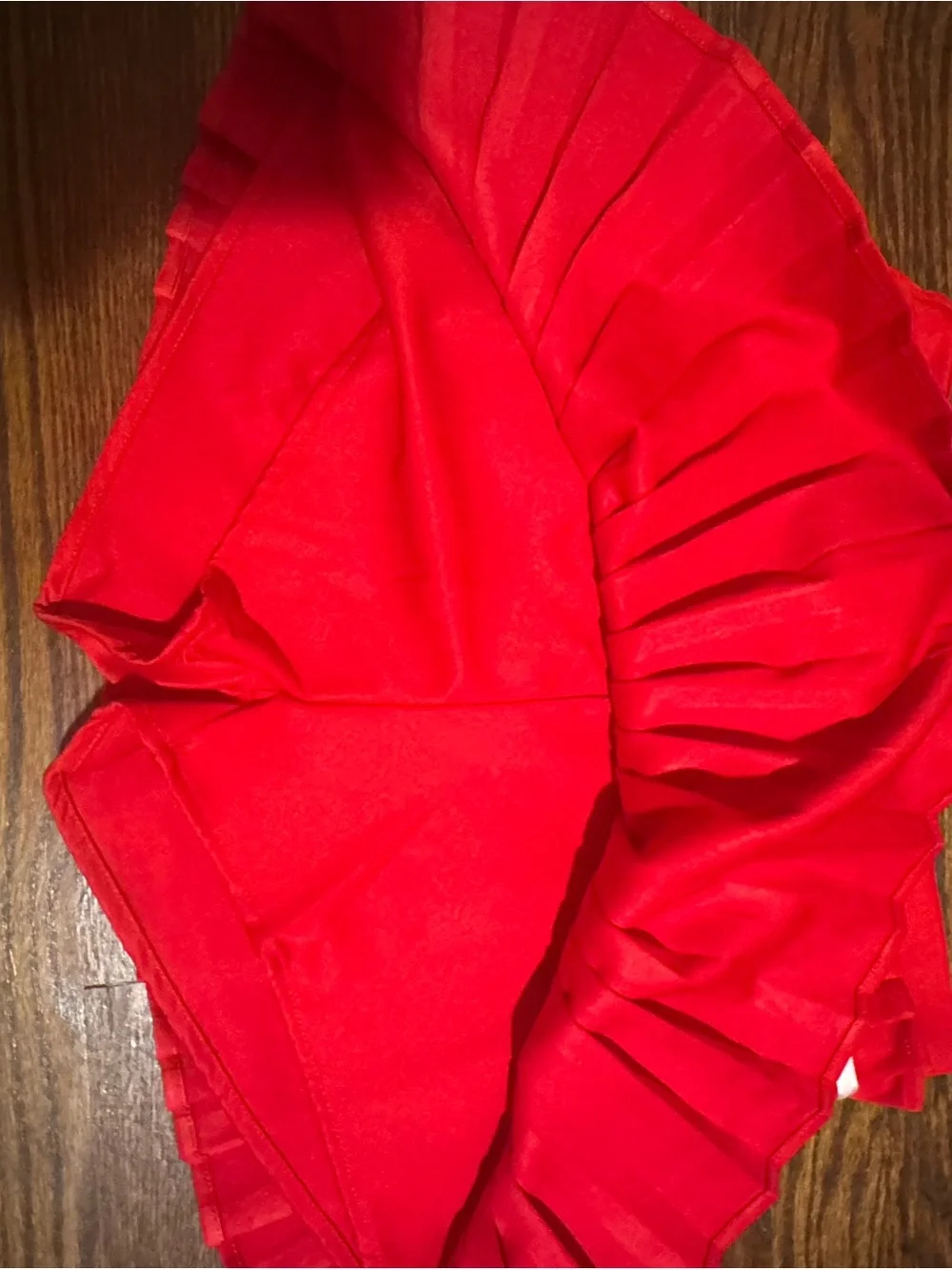 Women’s Red Pleated Holiday Skirt with White Ribbon